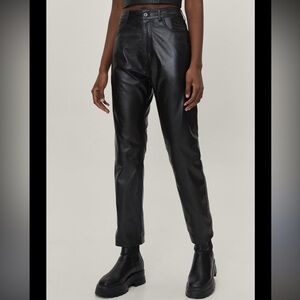 Zara Black Leather pants with Slit